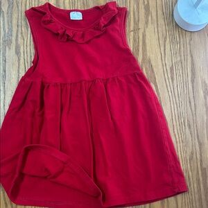 Red Sleeveless Dress with Ruffle Collar
